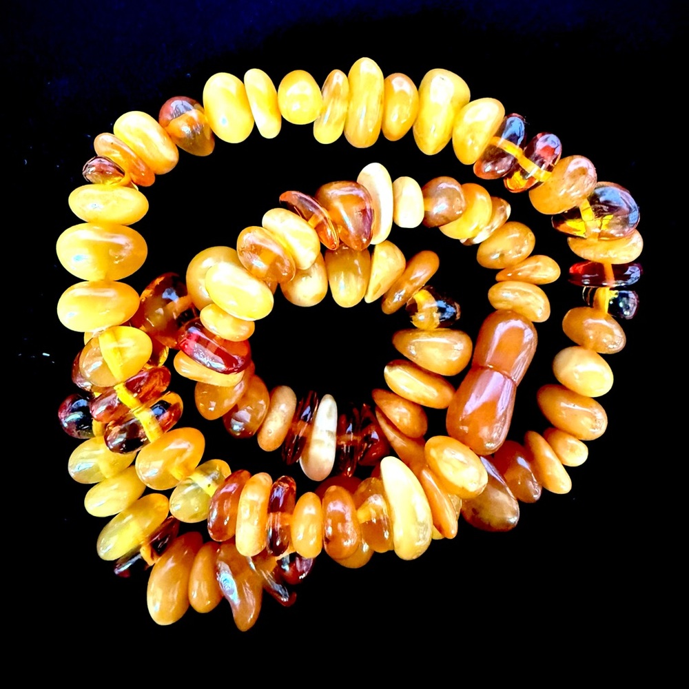 Amber Bead Necklace with Hidden Clasp (possible Copal or Amber)